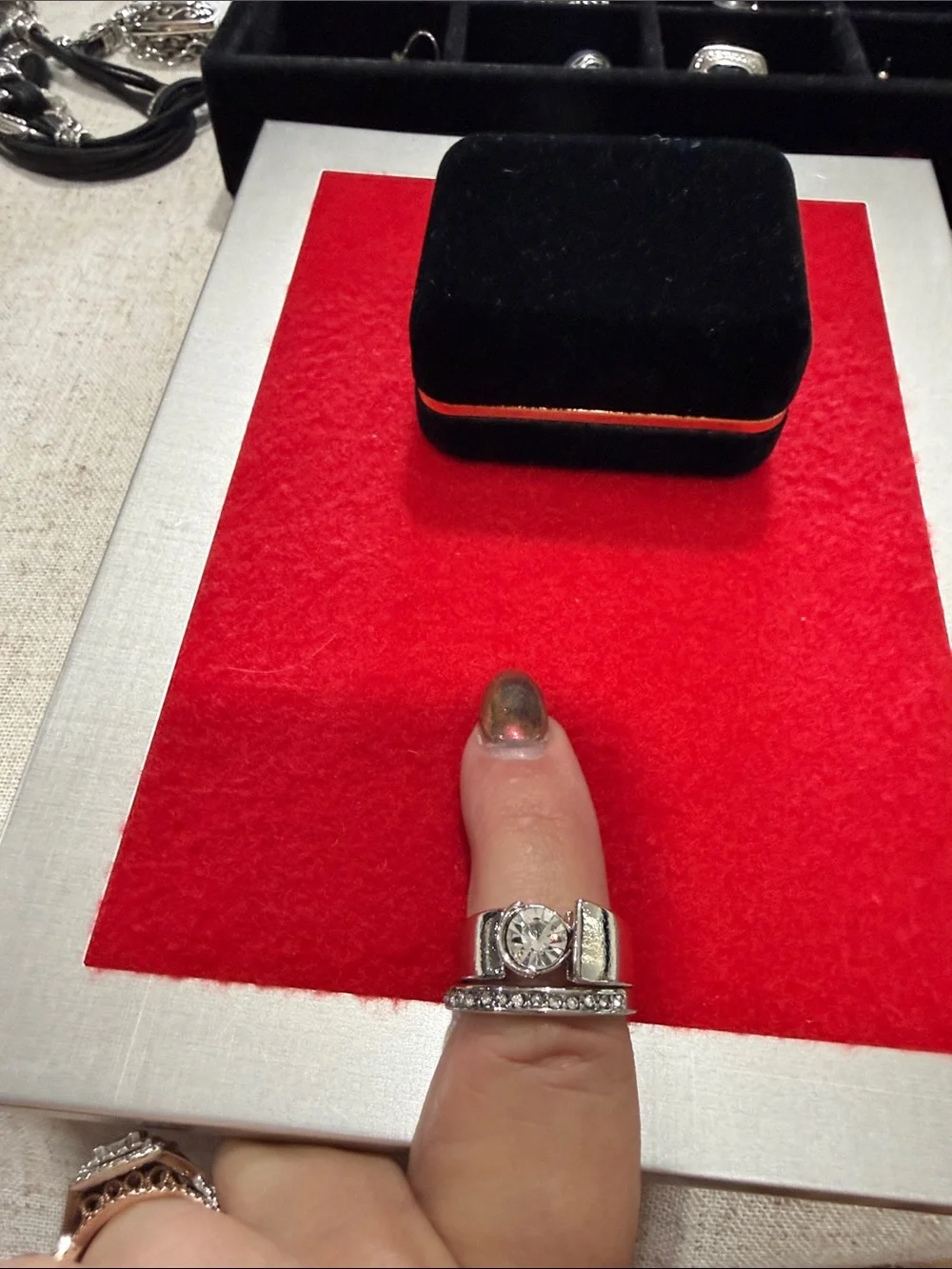 Classic Silver-Tone Solitaire & Band Ring Set in Silver
